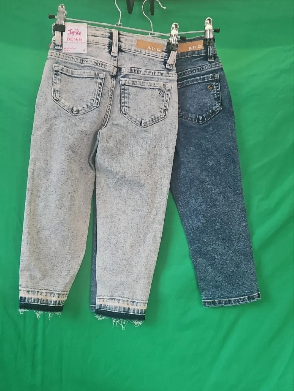 Justice Girls Distressed Light Wash and Dark Wash Denim Jeans